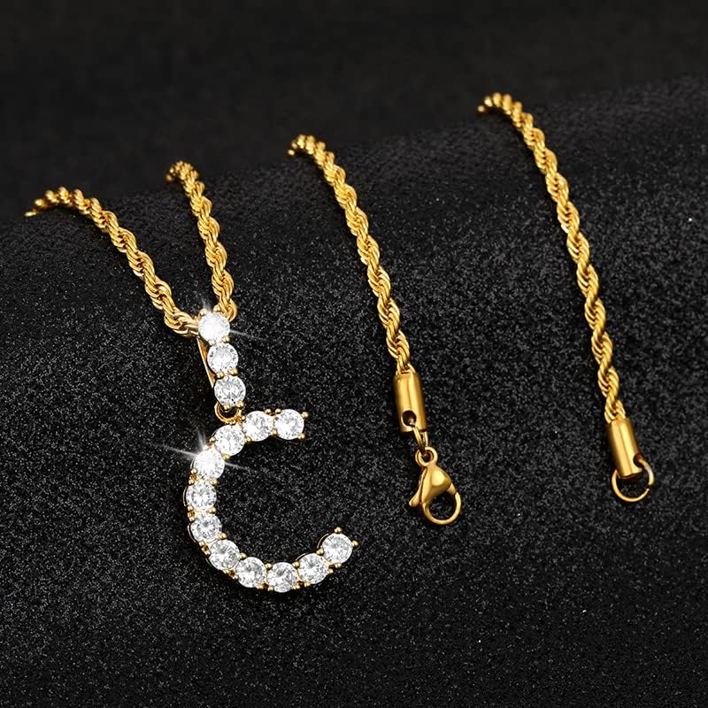 3 חנות א-ת ראשוני אותיות שרשראות אופנה זירקון לנשים זהב צבע שרשרת מכתב האלפבית שרשרת תכשיטים-72021