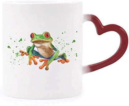 פוליפדאטיד ירוק צפרדעים חום רגיש ספל אדום צבע שינוי חרס כוס
