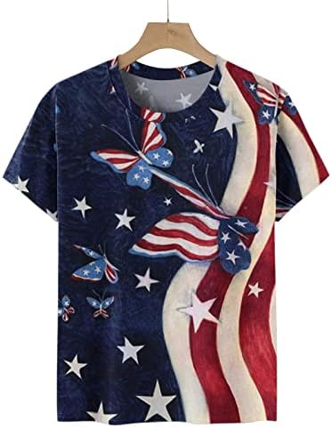 Tshirts 4 ביולי חולצת טשס מככבים דגל מפוספס טי יום עצמאות יום עליון חולצה קיץ שרוול קצר חולצה פטריוטית