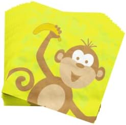 חבילת ציוד מסיבות קופים - ציוד מסיבות יום הולדת לקוף, קישוטים למסיבות קוף בג'ונגל, צלחות ומפיות,