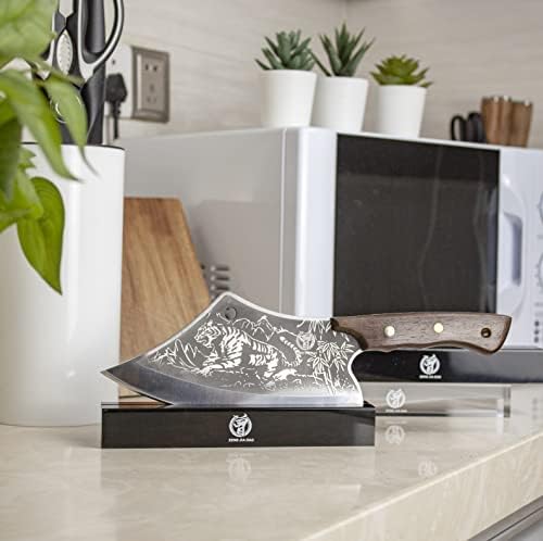 ZENG JIA DAO SEAT CLEAVER סכינים עם נדן - 8 '' סכין קצבים מזויפת ביד עם סגנון נמר - סכין חיתוך