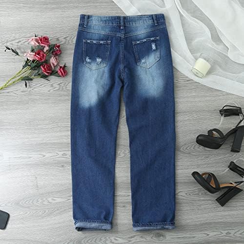 ג'ינס קלאסי של ג'ינס קלאסי ג'ינס נמתח קרוע במצוקה של מכנסי מכנסיים: מכנסי קיץ לנשים