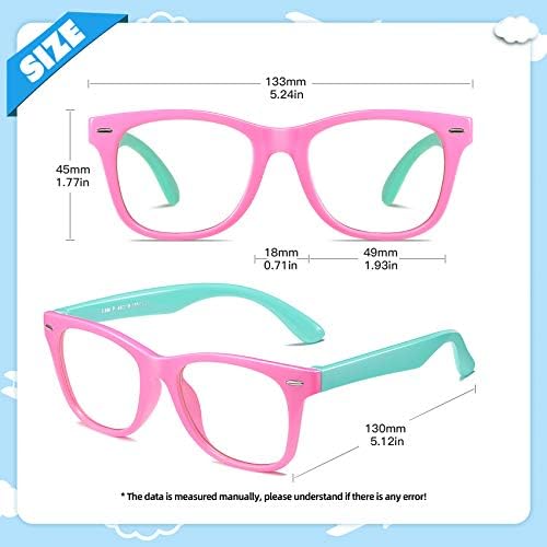 כחול אור חסימת משקפיים לילדים 2 חבילה, מחשב משחקי וידאו משקפיים עבור בנות בני גיל 3-12, אנטי לחץ בעיניים