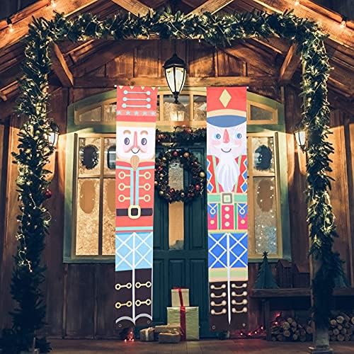 קישוטים לחג המולד של גלפאדה 8 זוגות מרפסת חג המולד באנר דלת חיצונית קישוט דלת בית מדבקות מדבקות