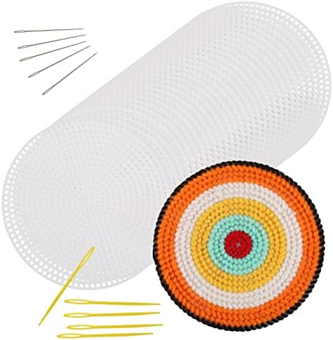 30 חתיכות 7 מעגל מעגל גליונות בד רשת פלסטיק עם מחטי תפירה לרקמה, יצירת חוט אקרילי, פרויקטים של סריגה