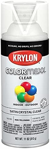 Krylon K05562007 Colormaxx גימור ברור אקרילי לשימוש פנים/חיצוני, סאטן קריסטל ברור, 11 אונקיה