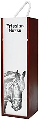 Art Dog Ltd. סוס פריזיאני, קופסת יין מעץ עם תמונה של סוס