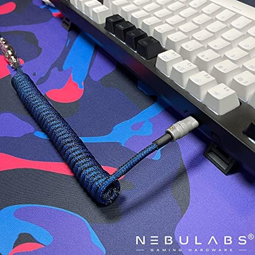 Nebulabs 5ft כבלים מקלדת משחק כבלים מחשב איידר מכני של כבל USB-C מפותל קלאסי, תקע מותאם אישית עם מחבר ניתוק, USB-C
