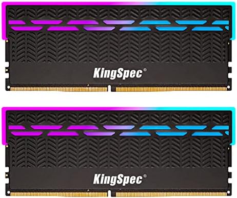 Kingspec DDR4 RAM 32GB 3200MHz זיכרון מחשב עם קירור חימום, CL24 1.35V RGB זיכרון שולחן עבודה כפול, DIMM 288 פינים,