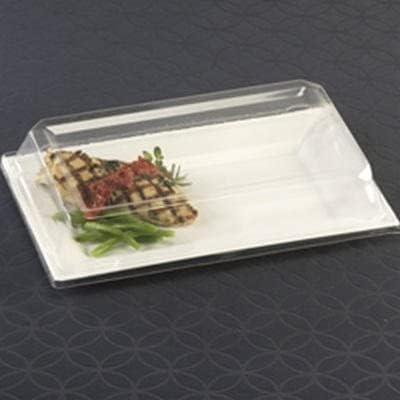 Zappy 10 12 x 7.5 מלבן מגשי הגשה עם מכסים מיכלי מזון מיכלי פלסטיק עם מכסים פלטות מזון לבנות עם מכסים ברורים