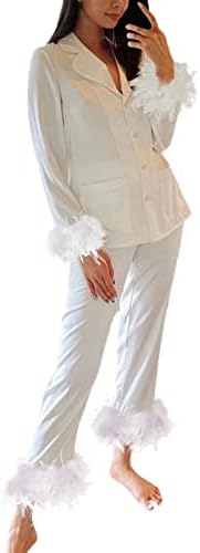 מכנסי חתיכה ארוכים בגדי שינה צמרות נשים+חליפות סטים של שרוול ארוך 2 חליפות ותפאורות סטים של