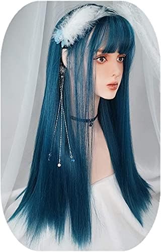 פאות שיער פאה פאה פוני פאה חדש תוצרת ארנק נשי אופנה כחול ירוק ארוך ישר שיער מט ארוך שיער
