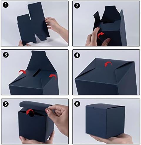קופסאות מתנה נייגניה נייבי, 3 על 3 על 3 קופסאות לטובת מסיבה 50 יחידות קופסת נייר קראפט כחולה כהה עם מכסה