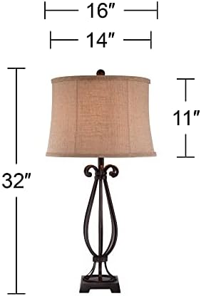 רג'נסי היל טאוס מנורת שולחן בסגנון מסורתי 32 ברזל גבוה מגילה פתוחה בסיס מתכת בסיס ניטרלי בור בד עיצוב