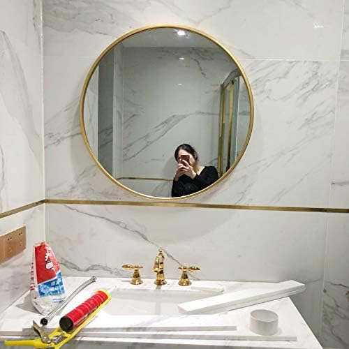 טיאנגו זהב עגול מראה קיר רכוב, 23.6 ב גדול מעגל מראות קיר, אמבטיה מתכת מסגרת קיר מראה,גדול מודרני יהירות מראה