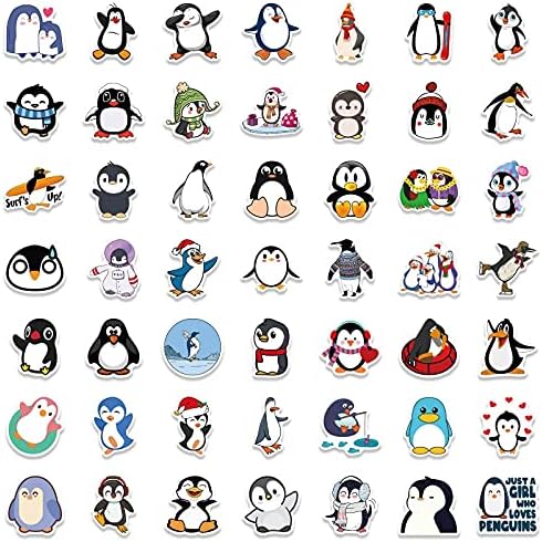 מדבקות פינגווין חמודות 100 יחידות לבקבוקי מחשב נייד ומים, אריזת מדבקות מדבקות מחשב נייד עמידות