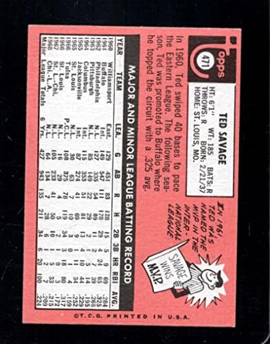 1969 TOPPS 471A TED SAVAGE VG DODGERS