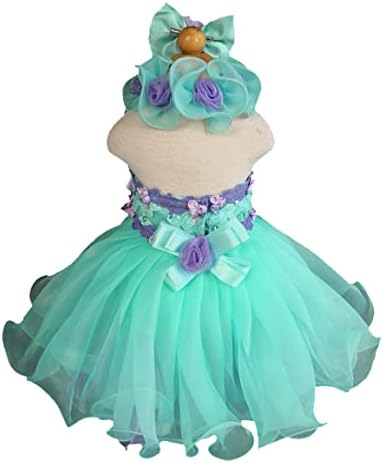ג'ניפרוו G099 תינוק פעוט תינוקת יילוד יילוד שמלת יום הולדת למסיבת הילדה הקטנה Auqa בגודל 18-24mos