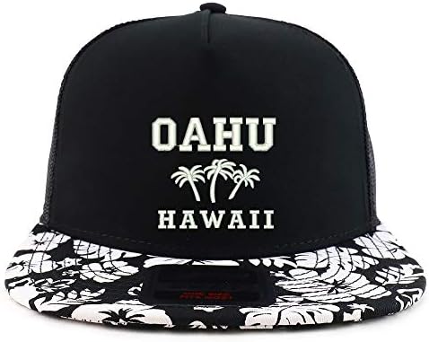 חנות הלבשה אופנתית Oahu Hawaii רקומה שטר פרחוני רשת Snapback Cap
