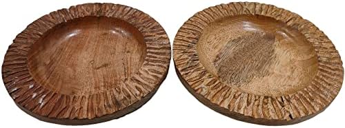קערת הגשת מעץ בעבודת יד סט מגש של 2 גימור חלק עגול עגול צלחת אגרות פריטים קטנים מארגן עיצוב ייחודי