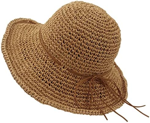 גבירותיי שמש כובע לנשים רפיה קש כובע מתקפל קיץ כובע רחב ברים חוף כובע נשי כובע פאטאל