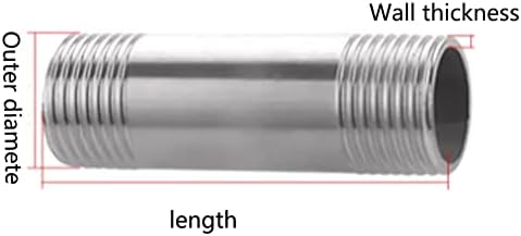 1 חתיכה 304 צינור הברגה כפול קצה כפול 1 , קוטר חיצוני 32.5 ממ x עובי קיר 2 ממ x אורך 35 סמ, מתאים לחיבור