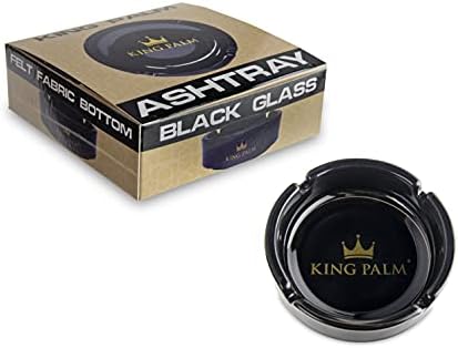 קינג פאלם עגול מאפרה שחור - מפגש סיגריות זכוכית - מגש אפר לשימוש פנים וחוץ - תפאורה ביתית מאפרה שולחן - אביזרי