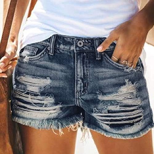 מכנסי קיץ נשים ג'ינס סקסיות מותניים אמצע מותניים רזים כושר רוכסן חור מכנסיים רחוב מכנסיים לנשים