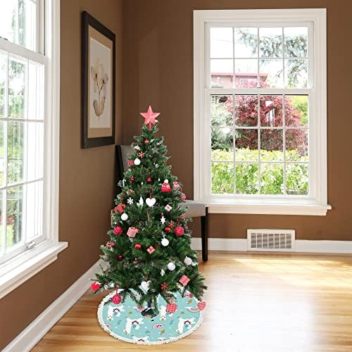 חצאיות עץ חג המולד של Xollar גדולות 48 חד קרן חמודות חמודות, קישוטי חג המולד מקורה חיצונית מחצלת עץ