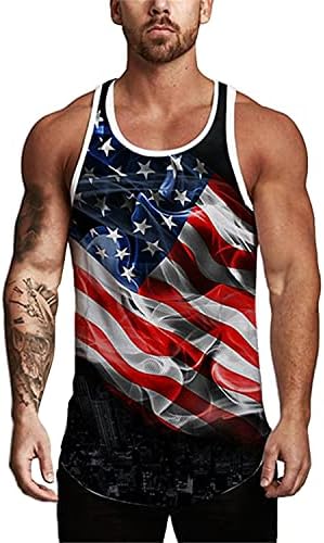 גופיות דגל אמריקאיות מזדמנים של גברים בכל רחבי הדפס ללא שרוולים ללא שרוולים ספורט ספורט כושר גוף גוף פיתוח גוף