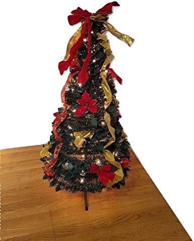 בן וג'ונה תן לזה אוסף חג שלג 4 עץ קופץ - נפרד עם סרטים, קשתות וקישוטים - אדום/זהב