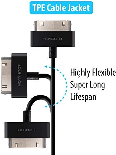 סנכרון Homespot & טעינה 30 סיכה לכבל USB 6.6ft נוסף כבל טעינה ארוך תואם לאייפון 4, iPhone 4S,