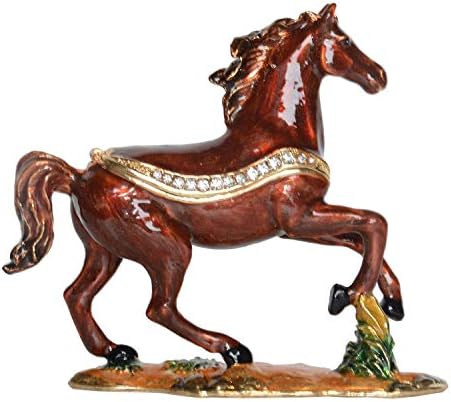 קופסת תכשיטים של תכשיט סוס ערבי קופסת תכשיטים צבועים ביד קופסה דקורטיבית עם טבעת מכסה צירים מחזיק עגיל