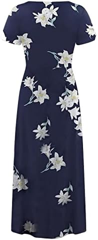 Uikmnh Ladies Shirt Shirt שמלות שמלת מקסי פרחונית פרחונית א-קו עם שרוול קצר מתאים ומתלקות שמלת קיץ רופפת