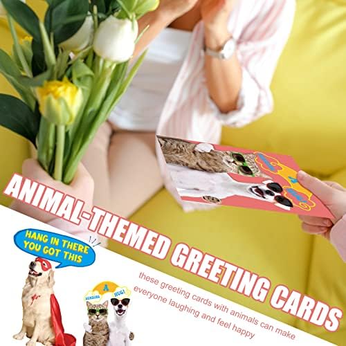 60 הגדר כרטיסי ברכה מצחיקים מוגדרים עם מעטפות הכרת תודה ריק כרטיסי פתק בעלי חיים אגרוף כרטיסי אישור מצחיקים