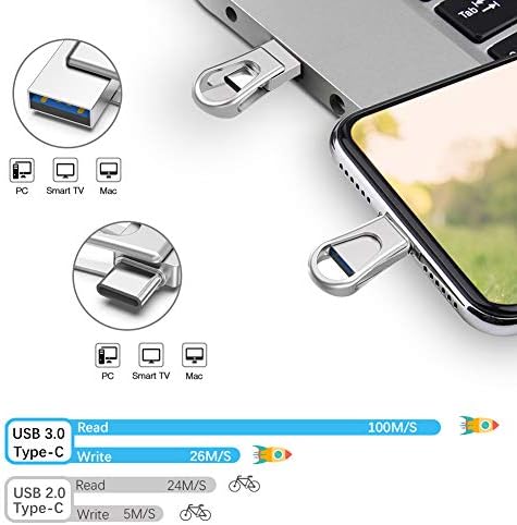 כונן פלאש 32 ג'יגה -בייט כפול USB C USB 3.0 OTG עם כונן פלאש של חור מחזיק מפתחות USB עבור מחשב