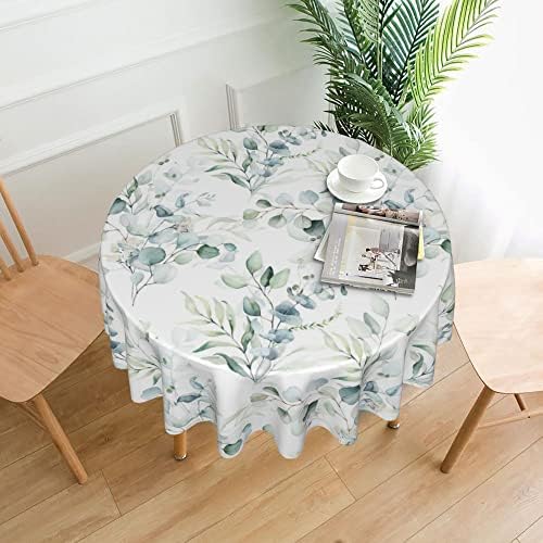 אקליפטוס עלים עגול מפת שולחן 60 אינץ קיץ כיסוי שולחן עמיד למים לנגב שולחן בד למטבח / עיצוב הבית