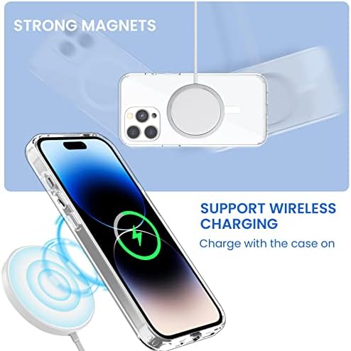 Lechivée לאייפון 14 Pro Max Mag Case Safe, מגנטי iPhone 14 Pro Max Case תואם ל- Magsafe, Crystal Stre