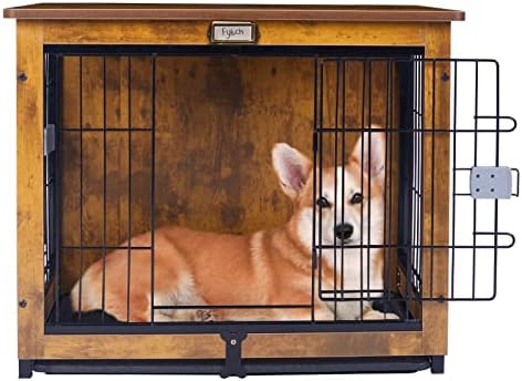 קופאו כלב ארגז ריהוט - 32 אינץ עץ חוט לחיות מחמד כלביות עם כפול דלתות נשלף מגש מקורה לחיות מחמד בית סוף שולחן