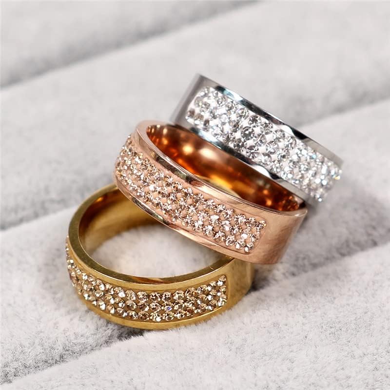 קולסו רוז זהב המותג המפורסם זירקון טבעת 8 מ מ חצי מעגל שלוש שורות קריסטל 316 ליטר טבעות אצבע לנשים גברים-46894