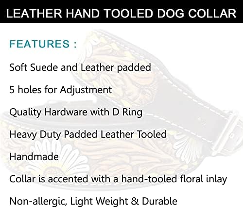 צווארון גור כלבים עור פרה עור פרחוני כלים כבד כבד מתכוונן מרופד ME-LDC-018 לא אלרגי