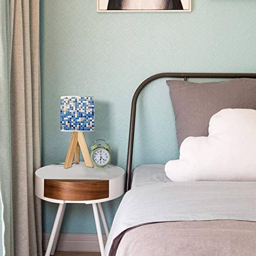 חצובה מיטת שולחן שולחן מנורת כחול לבן פורצלן קיר פסיפס עץ שידה מנורת עם פשתן בד צל עבור משתלת חדר שינה