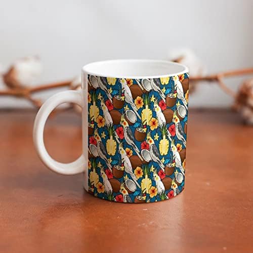 קקדו טרופי קוקטייל הדפסת ספל קפה כוס קרמיקה תה כוס מצחיק מתנה עבור משרד בית נשים גברים 11 עוז