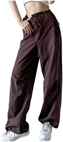Chezmax מכנסי מטען רחבים לנשים בקיץ מכנסי רגל רחבים נושמים מכנסי רגל קלים משקל y2k מכנסיים משנת 2000 מצנח גותי
