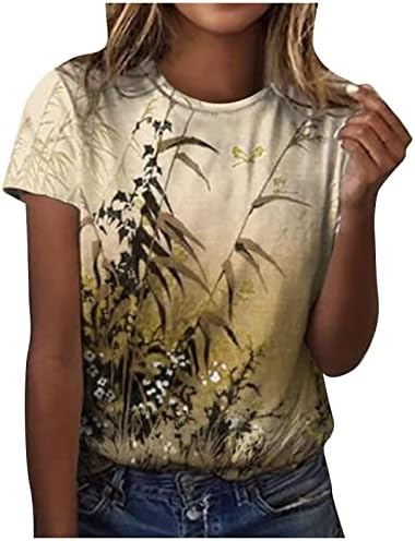 בנות שיפוע שפירית פרח בר פרח גרפי חולצות צוות צוואר חולצות חולצת טי קצר שרוול חולצות 2023