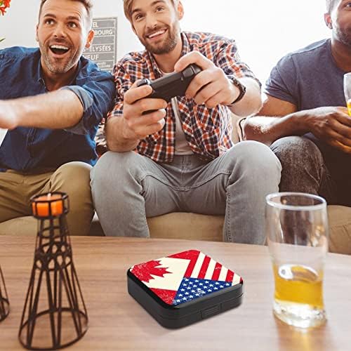 מארז משחקי דגל אמריקאי וקנדה למתג מתג דפוס מותאם אישית מתג Lite Lite תיבת אחסון ניידת עם 24 משבצות כרטיס