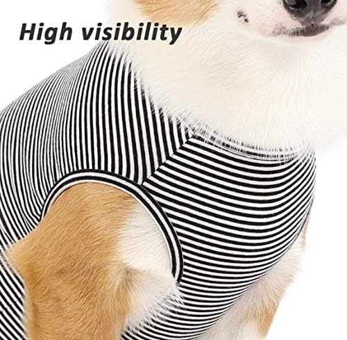 חולצות טריקו לקיץ של כלב ניוון אפוד כותנה מפוספס, בגדים בסיסיים רכים נושמים נושמים לכלבי ילדות בינוניים