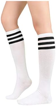Komorebi לברך נשים גרביים אתלטים גבוהים פסים גרבי ספורט צינור גרביים רכות גרביים גבוהות לנשים בחוץ
