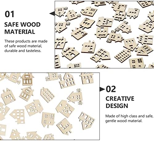 100 יחידות עץ קרפט צורות בית בצורת גמור עץ קישוט מגזרת חזיתות עבור עשה זאת בעצמך קרפט פרויקט בית קישוטים