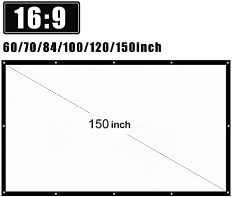 N/A 150 אינץ '16: 9 מסך מקרן נייד מסך הקרנה מתקפל מסך לבן לטיול בר קולנוע ביתי רכוב על קיר